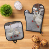 ゲーゼ白 鍋つかみ&鍋敷きセット (トップダウン)