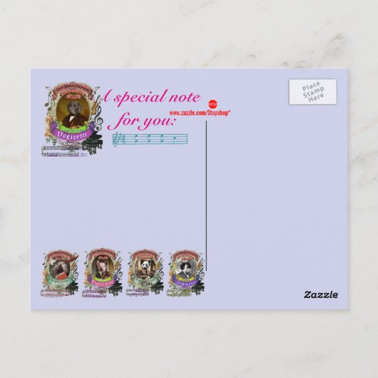 ゲータノドギゼッティ犬の作曲家ドニゼッティ ポストカード (裏面)