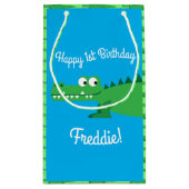 ゲーターアリゲーターワニ誕生日パーティー スモールペーパーバッグ (裏面)