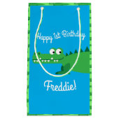 ゲーターアリゲーターワニ誕生日パーティー スモールペーパーバッグ (正面)