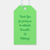 ゲーターアリゲーターワニKids 1st誕生日パーティー ギフトタグ (裏面)