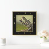 ゲーターキャッチランチアクション写真 スクエア壁時計 (ホーム)