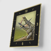 ゲーターキャッチランチアクション写真 スクエア壁時計 (傾斜)