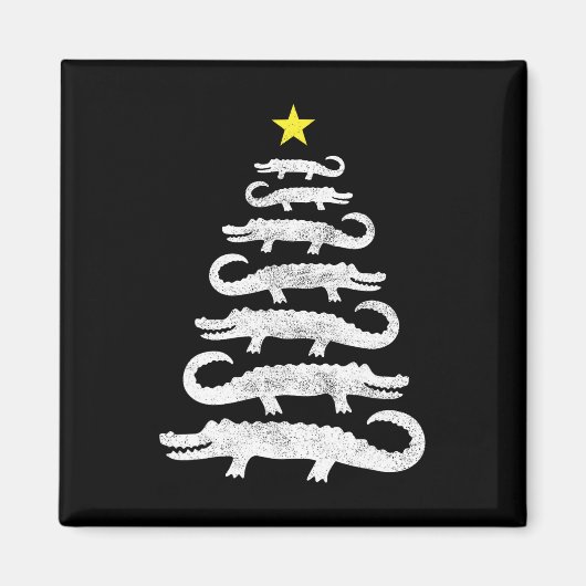 ゲータークリスマスツリーワイルドアリゲータークリスマスおもしろいA マグネット (正面)