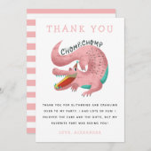 ゲーターテーマバースデーパーティーピンクサンキューカード サンキューカード (正面/裏面)