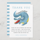 ゲーターテーマバースデーパーティーブルーサンキューカード サンキューカード (正面/裏面)