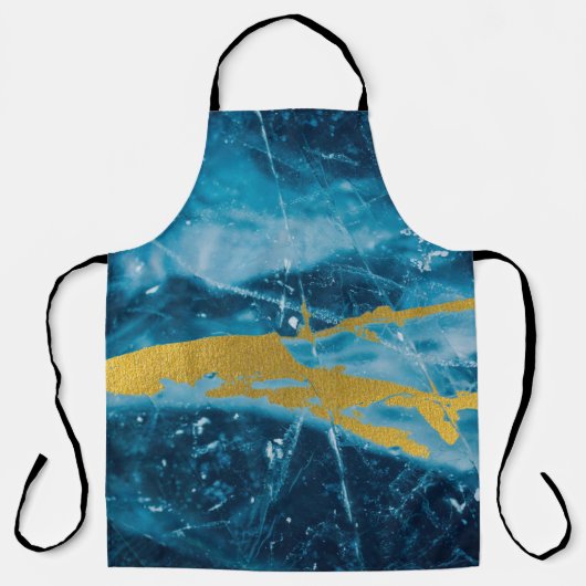 ゲーデアガテジェムストーンブルーと金ゴールド エプロン (正面)
