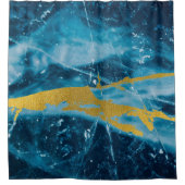 ゲーデアガテジェムストーンブルーと金ゴールド シャワーカーテン (正面)