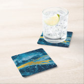 ゲーデアガテジェムストーンブルーと金ゴールド スクエアペーパーコースター (インサイチュ)