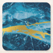 ゲーデアガテジェムストーンブルーと金ゴールド スクエアペーパーコースター (正面)