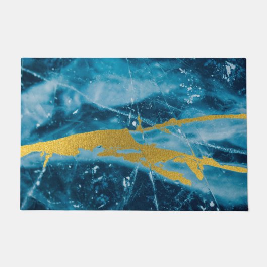 ゲーデアガテジェムストーンブルーと金ゴールド ドアマット (正面)