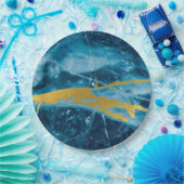 ゲーデアガテジェムストーンブルーと金ゴールド ペーパープレート (パーティー)