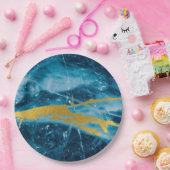 ゲーデアガテジェムストーンブルーと金ゴールド ペーパープレート (パーティー)