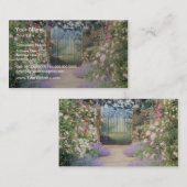 ゲートで制御するべきピンクの雑種のバラが並ぶ道Underplanted 名刺 (正面/裏面)