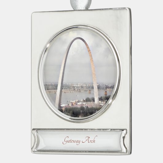ゲートウェイアーチウォーター絵画カラーのオーナメント シルバープレートバナーオーナメント (左)
