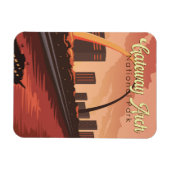 ゲートウェイアーチナショナルパークイラストレーショントラベルアート マグネット (横)