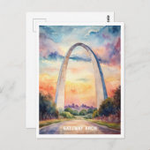 ゲートウェイアーチナショナルパークウォーター絵画カラー ポストカード (正面/裏面)