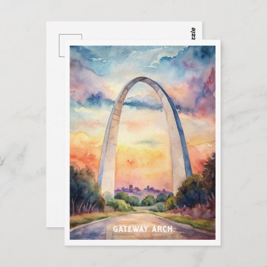 ゲートウェイアーチナショナルパークウォーター絵画カラー ポストカード (正面/裏面)