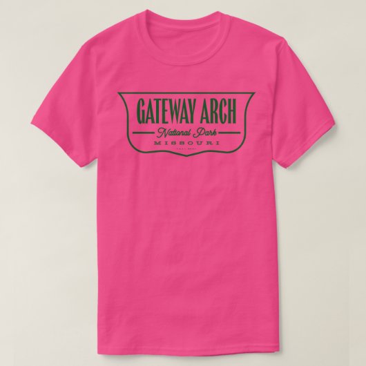 ゲートウェイアーチナショナルパークシールドグリーン Tシャツ (デザイン正面)