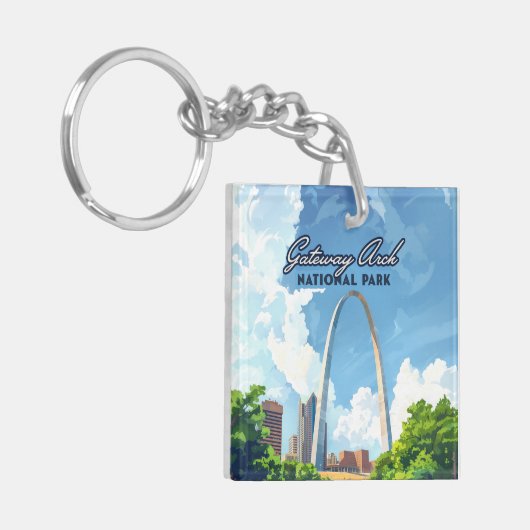 ゲートウェイアーチナショナルパークミズーリセントルイスレトロ キーホルダー (正面左)