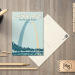 ゲートウェイアーチナショナルパークヴィンテージ ポストカード<br><div class="desc">Gateway Archベクトルアートワークデザイン。この公園はミズーリ州セントルイスにあり、ルイスとクラーク探検隊の出発地点の近くにある。</div>