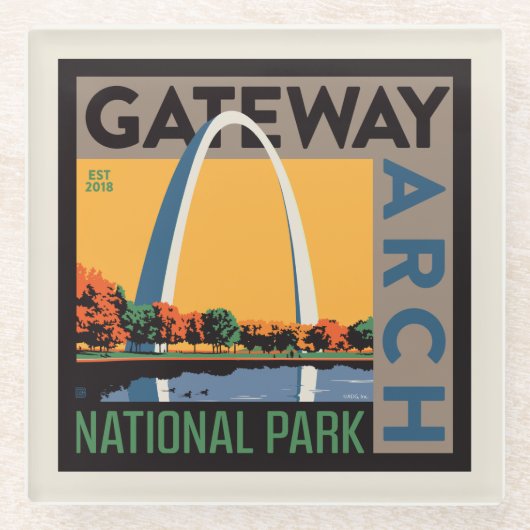 ゲートウェイアーチ |ミズーリ、セントルイス ガラスコースター (正面)