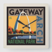 ゲートウェイアーチ |ミズーリ、セントルイス スクエア壁時計 (正面)