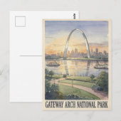 ゲートウェイ・アーチ国立公園 水彩画 旅行 ポストカード (正面/裏面)