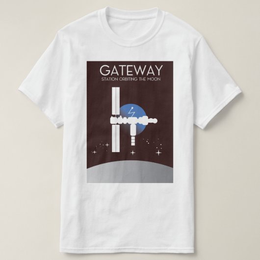 ゲートウェイ – 月を周回するステーション Tシャツ (デザイン正面)