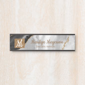 ゲートオフィスドアサイン白黒金ゴールドグリッター サインプレート (正面)