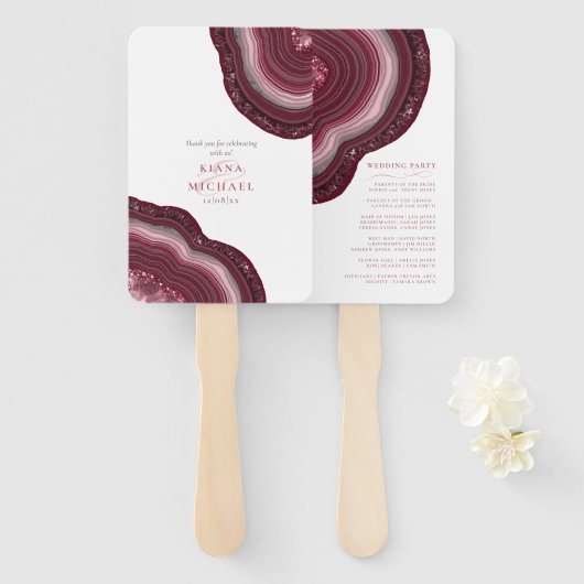 ゲートグリッターウェディングパーティブルゴーニュID647 ハンドファン (正面&裏面)