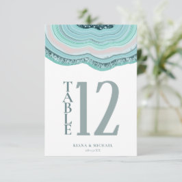 ゲートグリッターテーブル番号ティール（緑がかった色）ID647 招待状