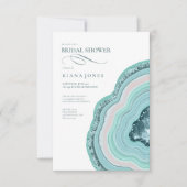 ゲートグリッターブライダルシャワーティール（緑がかった色）ID647 招待状 (正面)