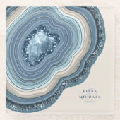 ゲートグリッター結婚ズダスティブルーID647 ガラスコースター (正面)