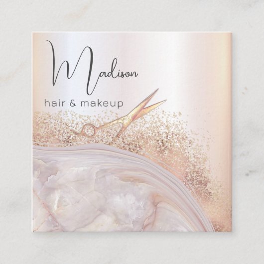 ゲートバラ金ゴールドモダンqrコード スクエア名刺 (正面)