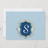 ゲートブルーエレガントティール(緑がかった色)ジオードパターン 招待状 (裏面)