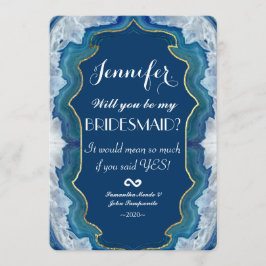 ゲートブルーエレガントティール（緑がかった色）ジオードパターン 招待状