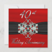 ゲート付きルビー ダイヤモンド 40周年結婚記念日 招待状 (正面)