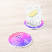 ゲードジェムストーンアゲートモノグラムイニシャルピンクブルー コースター (側面)