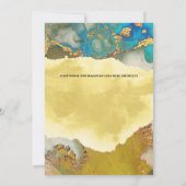 ゲードフェイク金ゴールドブルークリスタルウォーター色シックな瑪瑙 招待状 (裏面)