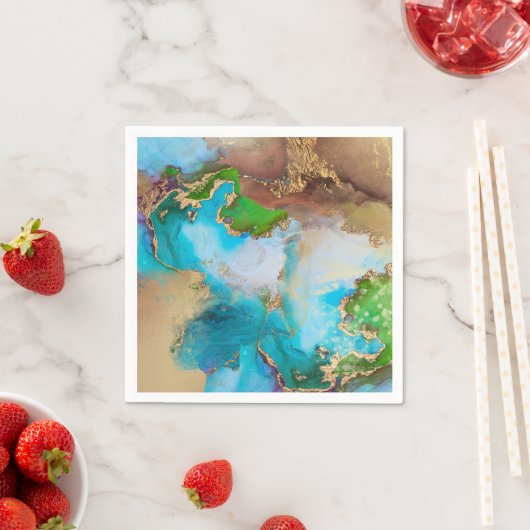 ゲードフェイク金ゴールドブルーパープルグリーンストーン瑪瑙シック スタンダードカクテルナプキン (インサイチュ)