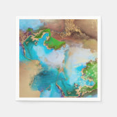 ゲードフェイク金ゴールドブルーパープルグリーンストーン瑪瑙シック スタンダードカクテルナプキン (正面)