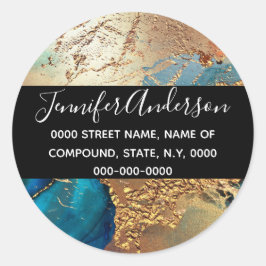 ゲードフェイク金ゴールドブルーパープルピーコックシックなアゲート ラウンドシール