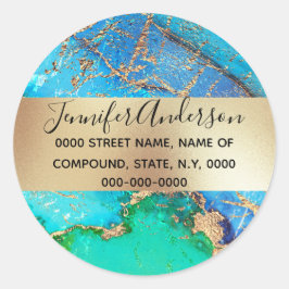 ゲードフェイク金ゴールドブルーパープルピーコックメタリックシック ラウンドシール