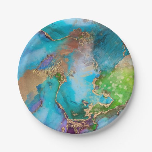 ゲードフェイク金ゴールドブルーパープル瑪瑙の宝石 ペーパープレート (正面)