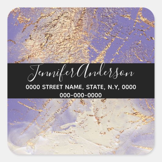 ゲードフェイク金ゴールド紫絵を描のテクスチャーはシックに見える スクエアシール (正面)