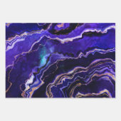 ゲード深いブルーパープルバラ金ゴールドグリーンピンクアゲート ラッピングペーパーシート (正面)