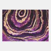 ゲード深いブルーパープルバラ金ゴールドグリーンピンクアゲート ラッピングペーパーシート (正面3)