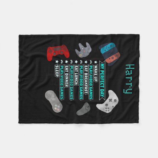 ゲーパーソナライズされたムパーフェクトデイ、コントローラ付き フリースブランケット (正面(横))