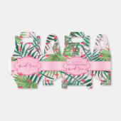 ゲーブルボックスパーソナライズされたトロピカルリーフフラミンゴ フェイバーボックス (折り畳みなし)